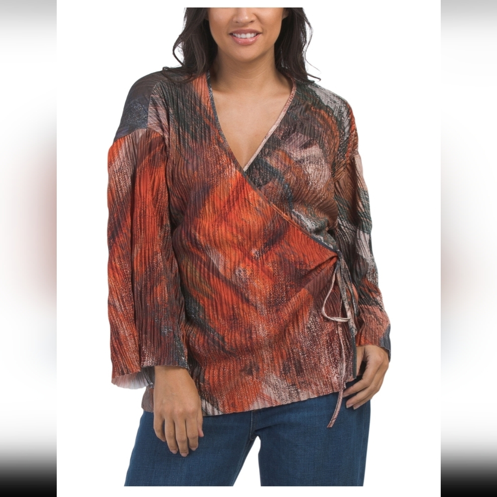 ZARA Printed Wrap Style Top, M, NWT